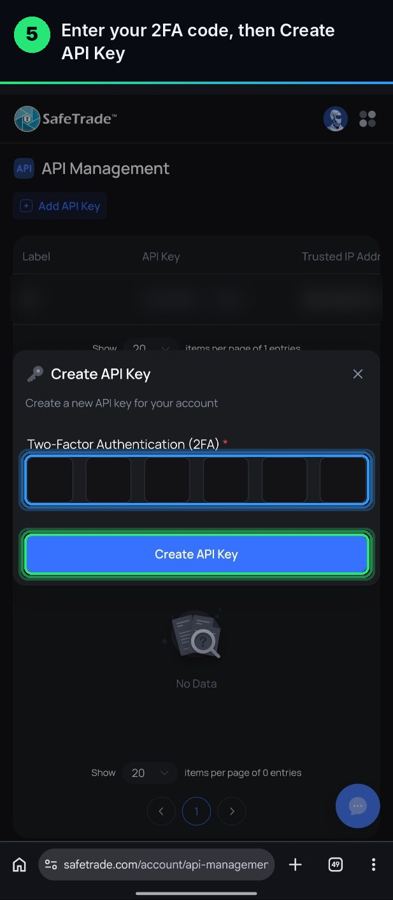 Step 5 screenshot: Confirm with 2FA